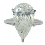 14kt Gold 4.82 ct Pear Cut VS Lab Diamond Ring
