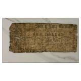 One Dollar State of North Carolina Treasury Note