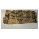 One Dollar Cochituate Boston Bank Note