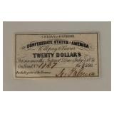 $20 Confederate States of America Bond Coupon