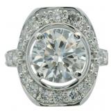 14kt Gold 4.13 ct Round VS Lab Diamond Ring