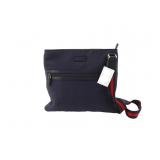 GUCCI GG Navy Canvas Sherry Line Shoulder Bag