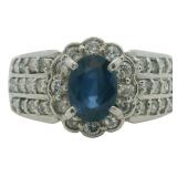 Platinum 1.60 ct Natural Sapphire & Diamond Ring