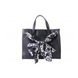 Ferragamo Black Leather Tote Bag with Scarf
