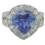 14kt Gold 4.84 ct GIA Tanzanite & Lab Diamond Ring