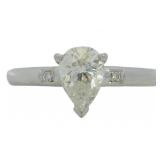 Platinum 1.04 ct Natural Pear Cut Diamond Ring