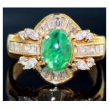 18k Gold 2.59 ct Natural Emerald & VS Diamond Ring