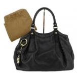 GUCCI GG Black Leather Shoulder Bag