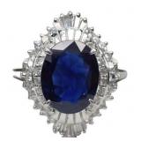 Platinum 2.35 ct Natural Sapphire & Diamond Ring
