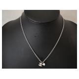 Chanel Coco Rhinestone Heart Silver Necklace