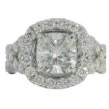 14kt Gold 3.71 ct Cushion Cut VS Lab Diamond Ring