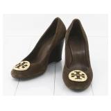 Tory Burch Suede Leather Wedge Heels Size 6 1/2