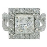 14kt Gold 4.17 ct Princess Cut Lab Diamond Ring