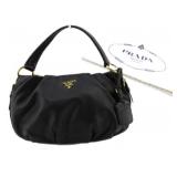 PRADA Black Leather Designer Shoulder Bag