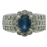 Platinum 1.60 ct Natural Sapphire & Diamond Ring