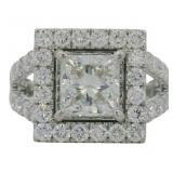 14kt Gold 3.34 ct Princess Cut VS Lab Diamond Ring