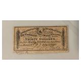 $30 Confederate States of America Bond Coupon