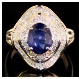 Platinum 2.84 ct Natural Sapphire & Diamond Ring