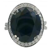 14kt Gold 12.41 ct GIA Sapphire & Diamond Ring