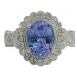 14k Gold 2.26 ct Tanzanite & Diamond Ring