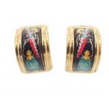 Hermes Enamel Clip On Earrings