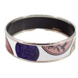 Hermes Multicolored White Enamel Bangle Bracelet