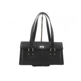 Ferragamo Black Leather Gancini Shoulder Bag