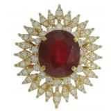 14k Gold 12.38 ct Oval Ruby & Diamond Ring