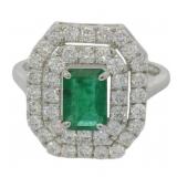 14k Gold 1.69ct Natural Emerald & Lab Diamond Ring