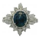 Platinum 1.69 ct Natural Sapphire & Diamond Ring