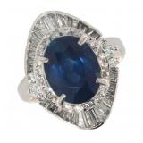 Platinum 4.75 ct Oval Sapphire & Diamond Ring