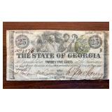 1863 25 Cent State of Georgia Confederate Note