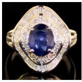 Platinum 2.84 ct Natural Sapphire & Diamond Ring