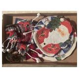 Tray Lot Of Assorted Christmas Plates & More