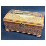 Carved Cedar Wood Dresser Box 11ï¿½ x 4 1/2ï¿½