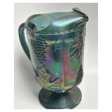 Vintage Carnival Glass Large Water Pitcher Blue