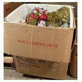 Large Box Lot Of Christmas Decor Including Garland