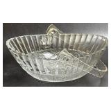 Large Cut Glass Oval Decorative Basket with