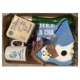 Tray Lot Of Assorted Including Tar Heels Sign,