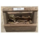 Vintage Small Wooden Caddy W/ Contents