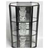 Vintage Brass Glass Curio Cabinet with Three