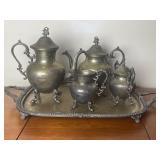 Vintage Silver On Copper Tea & Coffee Set (As