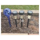 (3) Solar Lights & Glass Watering Globe