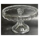 Glass Cake Stand EAPG Clear Sawtooth Scalloped