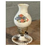 Milk Glass Hand Painted Hurricane Lamp