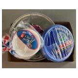 Tray Lot Of Assorted Plastic Plates & More
