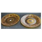 2) 9ï¿½ Tiara Amber Sandwich Glass Plates