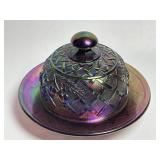 Mosser Carnival Glass Dome Covered Butter Dish