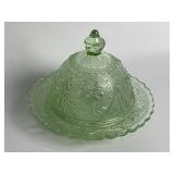 Chantilly Green Sandwich Glass Tiara Domed