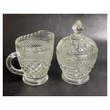 Anchor Hocking Creamer Sugar Bowl Lid Set Wexford